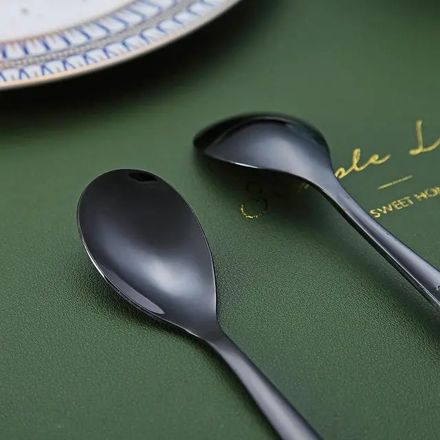 Alt view image 6 of 7 - Black Demitasse Espresso Spoons, 5.5'' Mini Coffee Spoons, Set of 6, Stainless Steel, Dishwasher Safe