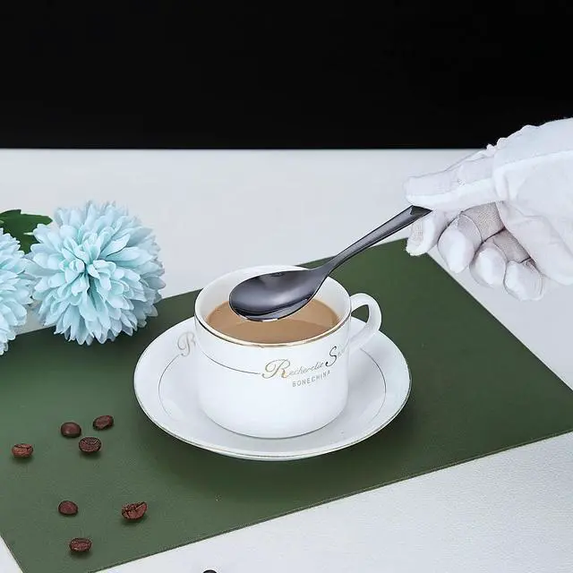 Alt view image 7 of 7 - Black Demitasse Espresso Spoons, 5.5'' Mini Coffee Spoons, Set of 6, Stainless Steel, Dishwasher Safe