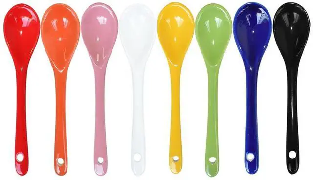 Main image of 8 Color Porcelain Egg Spoons Ceramic Spoons 5 inch Coffee Dessert Yogurt Tea Milky Tea