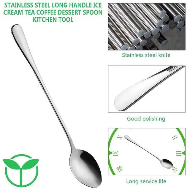Alt view image 2 of 7 - 10 Piece Long Handle Iced Tea Spoon, Stainless Steel Coffee Mixing Spoons - Long Cream Dessert Spoons