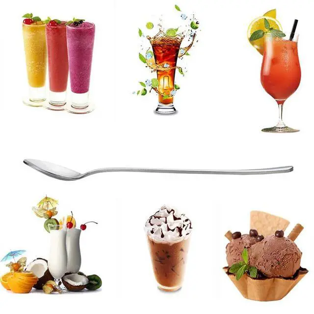 Alt view image 3 of 7 - 10 Piece Long Handle Iced Tea Spoon, Stainless Steel Coffee Mixing Spoons - Long Cream Dessert Spoons