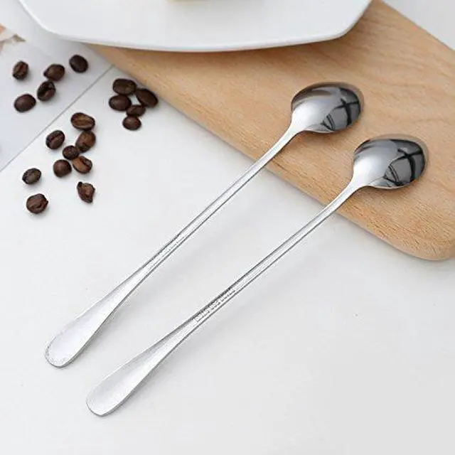 Alt view image 4 of 7 - 10 Piece Long Handle Iced Tea Spoon, Stainless Steel Coffee Mixing Spoons - Long Cream Dessert Spoons