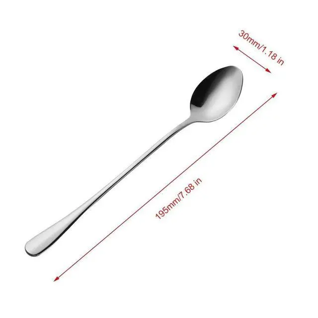 Alt view image 5 of 7 - 10 Piece Long Handle Iced Tea Spoon, Stainless Steel Coffee Mixing Spoons - Long Cream Dessert Spoons
