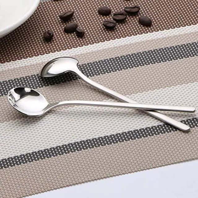 Alt view image 3 of 5 - 10 Pack Espresso spoons 18/10 Stainless Steel Teaspoons Set for Coffee Sugar Dessert Cake Ice Cream Soup Antipasto Cappuccino, 5.3 Inch Silver