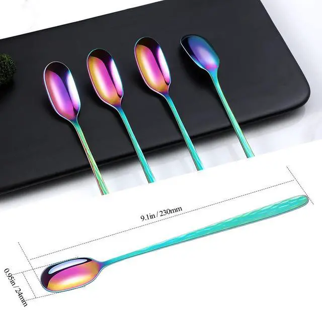 Alt view image 2 of 7 - 9.1-Inch Long Handle Iced Tea Spoon Ice Cream Spoon Stiring Spoon
