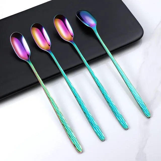 Alt view image 6 of 7 - 9.1-Inch Long Handle Iced Tea Spoon Ice Cream Spoon Stiring Spoon