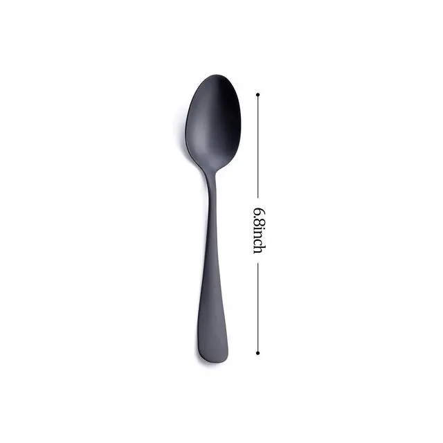 Alt view image 4 of 5 - Matte Black Dessert Spoon, GoGeiLi Stainless Steel Satin Finish 6.8-inch Teaspoon Coffee Spoon Set, Service for 6, Dishwasher Safe