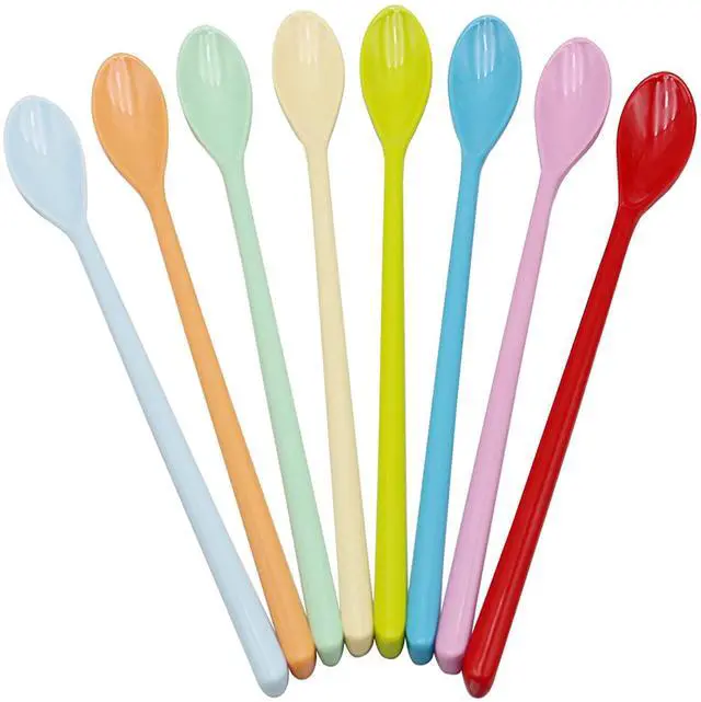 Main image of Set of 8 Mixing Spoon Melamine Long Espresso Spoons, Colorful Latte Spoon, Dessert Ice Cream Spoon, Cocktail Stirring Spoons for Coffee Dessert, 8.8-Inch (Mixed Color)