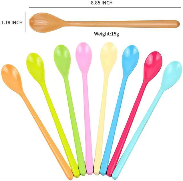 Alt view image 2 of 7 - Set of 8 Mixing Spoon Melamine Long Espresso Spoons, Colorful Latte Spoon, Dessert Ice Cream Spoon, Cocktail Stirring Spoons for Coffee Dessert, 8.8-Inch (Mixed Color)