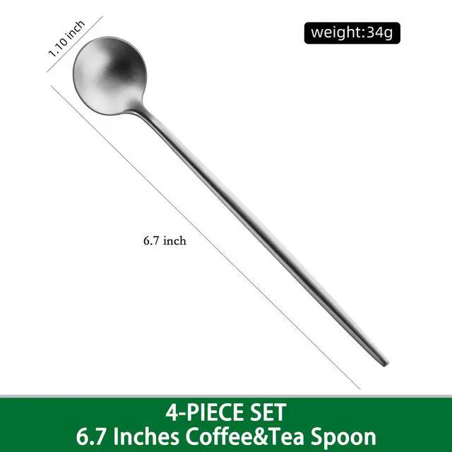 Alt view image 2 of 7 - 6.7 Inches Coffee Spoons Set,4 Pieces Stainless Steel 18/10 Iced Tea Spoon,Long Handle Coffee Stirring Spoons,Durable Teaspoons,Dishwasher Safe Tea Spoon For Dessert