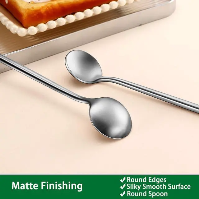 Alt view image 4 of 7 - 6.7 Inches Coffee Spoons Set,4 Pieces Stainless Steel 18/10 Iced Tea Spoon,Long Handle Coffee Stirring Spoons,Durable Teaspoons,Dishwasher Safe Tea Spoon For Dessert
