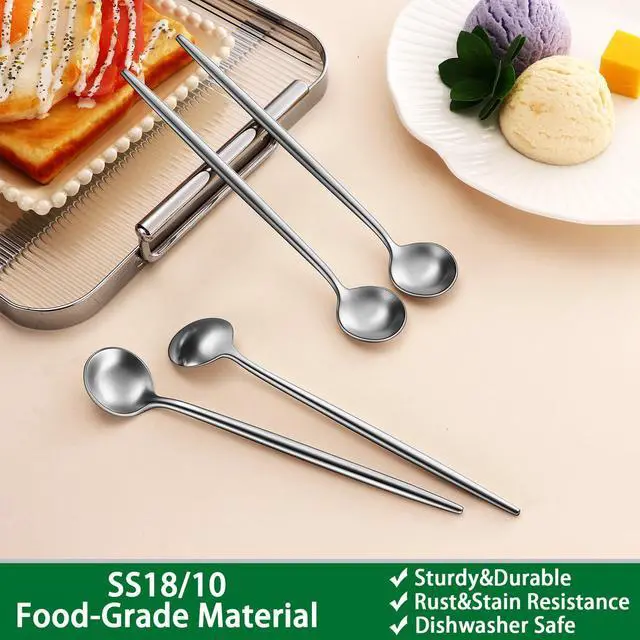 Alt view image 3 of 7 - 6.7 Inches Coffee Spoons Set,4 Pieces Stainless Steel 18/10 Iced Tea Spoon,Long Handle Coffee Stirring Spoons,Durable Teaspoons,Dishwasher Safe Tea Spoon For Dessert