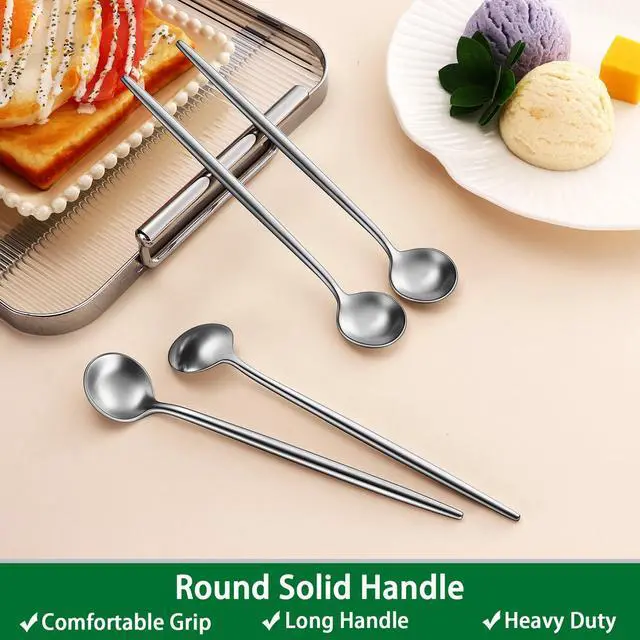 Alt view image 5 of 7 - 6.7 Inches Coffee Spoons Set,4 Pieces Stainless Steel 18/10 Iced Tea Spoon,Long Handle Coffee Stirring Spoons,Durable Teaspoons,Dishwasher Safe Tea Spoon For Dessert