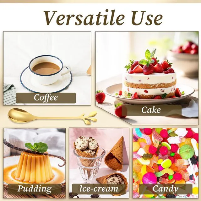 Alt view image 4 of 7 - 40Pcs Stainless Steel Coffee Spoons, 4.7 Inches Elegant Gold Leaf Dessert TeaSpoons, Tableware Dessert Tea Spoon for Stirring Mixing Coffee, Sugar, Tea, Ice Cream