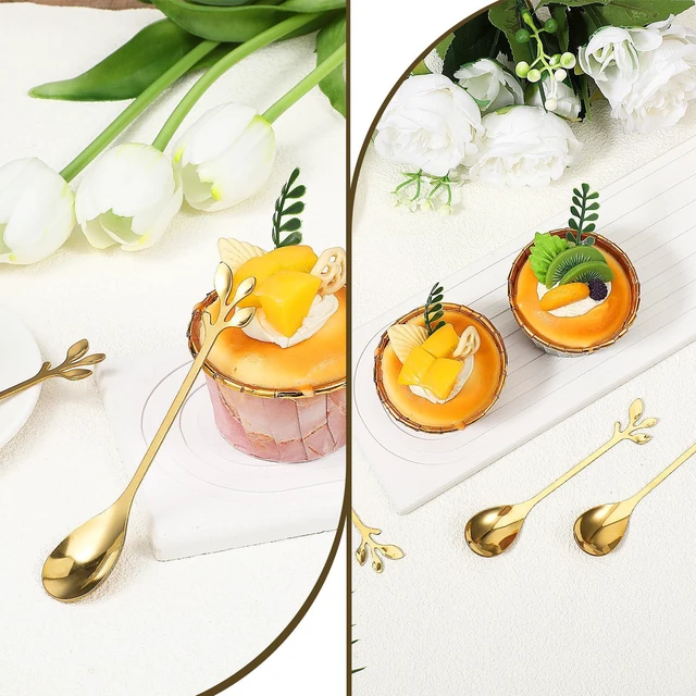 Alt view image 7 of 7 - 40Pcs Stainless Steel Coffee Spoons, 4.7 Inches Elegant Gold Leaf Dessert TeaSpoons, Tableware Dessert Tea Spoon for Stirring Mixing Coffee, Sugar, Tea, Ice Cream