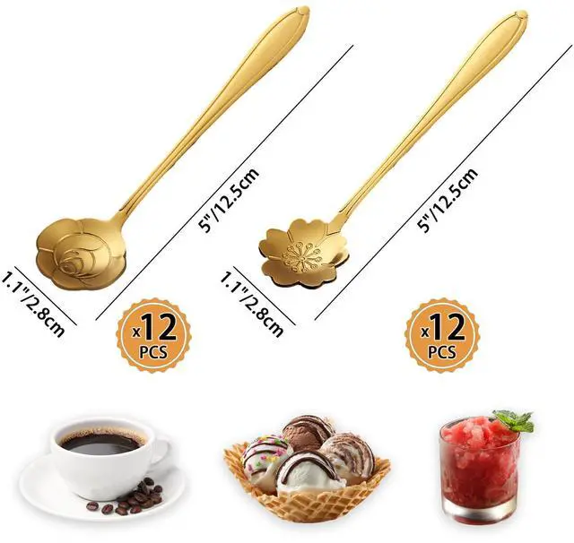 Alt view image 2 of 6 - 24PCS Gold Espresso Coffee Spoons, 5" Small Spoon for Tea Stirring, Soup