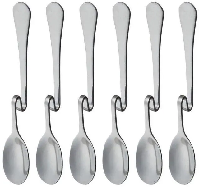 Main image of Set of 6 Hanging Coffee Spoon Creative Bending Handle Stainless Steel Stirring Spoons for Tea Coffee Dessert (Vertical Hanging L)