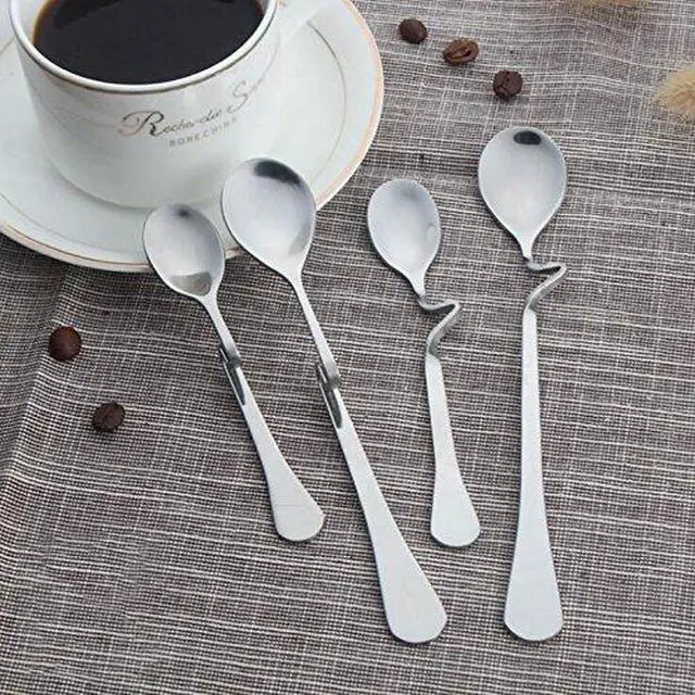 Alt view image 6 of 6 - Set of 6 Hanging Coffee Spoon Creative Bending Handle Stainless Steel Stirring Spoons for Tea Coffee Dessert (Vertical Hanging L)