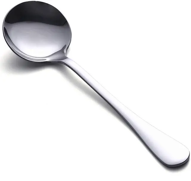 Main image of Soup Spoons, 8-Piece Stainless Steel Spoons Heavy-Weight Round Spoon Flatware Set