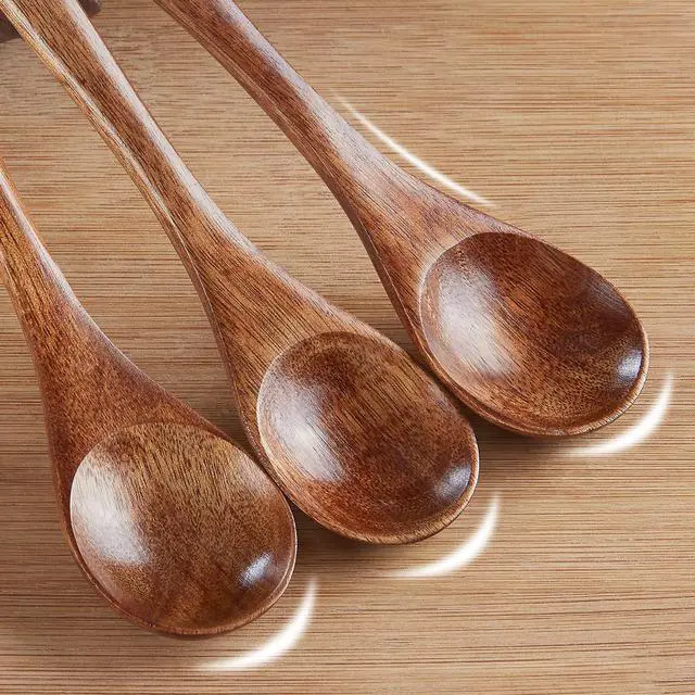 Alt view image 3 of 7 - Small Wooden Teaspoon, 6pcs Serving Wooden Utensils For Cooking, Condiments, Honey, Spoons For Daily Use