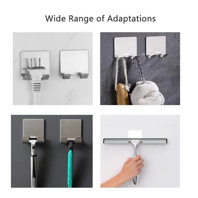 Alt view image 6 of 6 - 4 Pack All-Purpose Stainless Steel Squeegee Holder Shower Door Hooks Towel Hooks Hanger Organizer for Bathroom Shower Glass Doors Squeegee Cleaner Tool