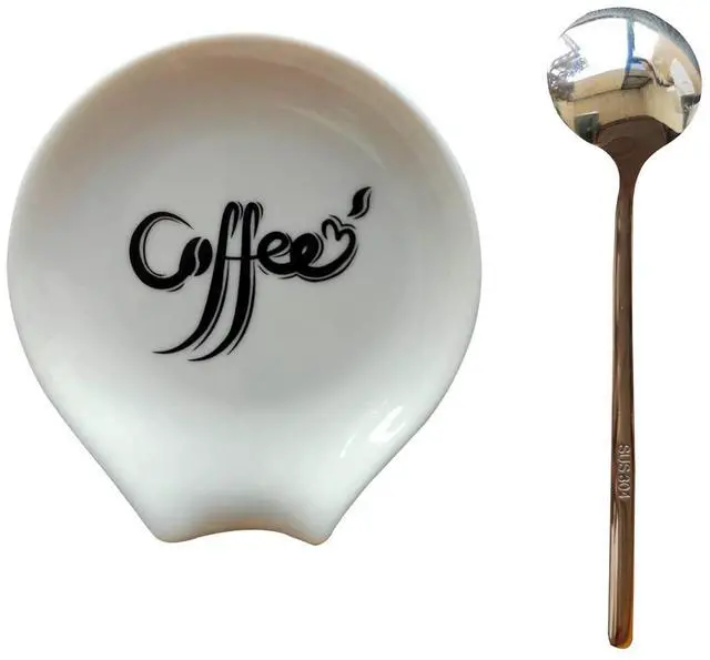 Main image of Coffee Spoon Rest, Small Ceramic Coffee Spoon Holder, Porcelain Spoon Holder, Ceramic Spoon Rest for Tablespoon,Teaspoon,Bar Spoon,Coffee Bar Accessories (Spoon Rest+Sliver Spoon)
