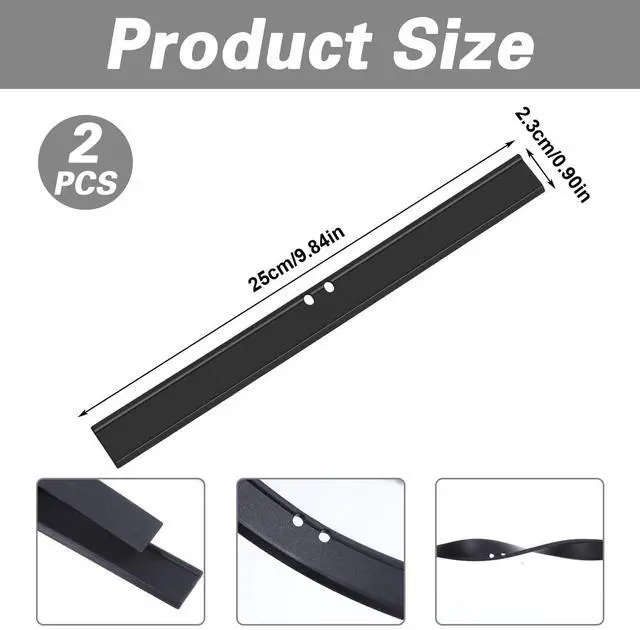 Alt view image 2 of 7 - 2 PCS Rubber Squeegee Replacement Blades, Black Squeegee Replacement Rubber 10 Inch Standard Shower Glass Doors Squeegees Replacements Squeegees Silicone Accessory, Black
