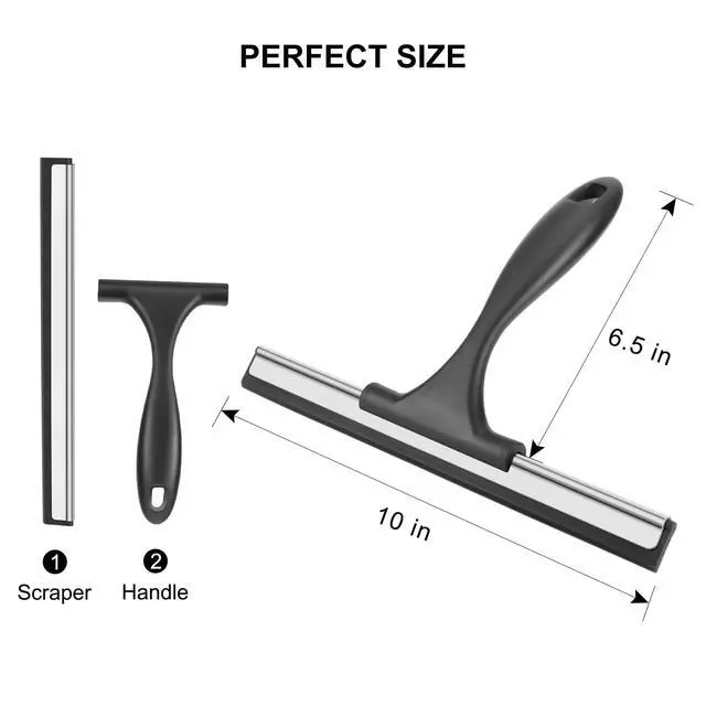 Alt view image 2 of 7 - Squeegee for Shower Glass Door, 10 Inches, Black Grey