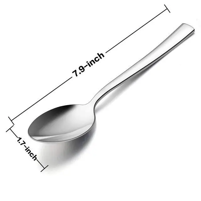 Alt view image 2 of 6 - Dinner Spoons Set of 6, 7.9 Inch Stainless Steel Soup Spoons Tablespoons for Home, Kitchen or Restaurant, Non-toxic & Mirror Polished, Squared Edge & Dishwasher Safe