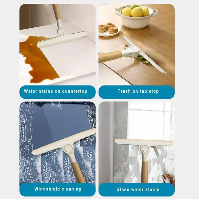 Alt view image 7 of 7 - Show Squeegee for Glass Door Bathroom Squeegee with Bamboo Handle Show Wiper for Glass Door Window Tile Wall Car Windshield Mirror (Black)