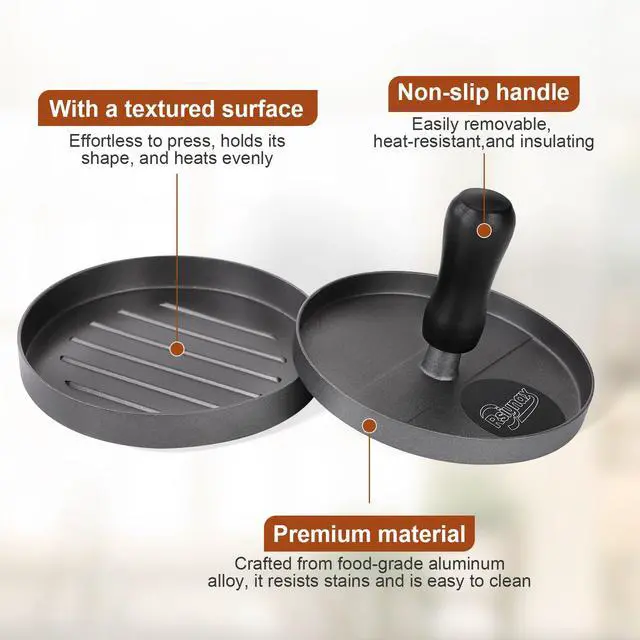 Alt view image 3 of 6 - Burger Press Patty Maker, Non-Stick Aluminum Hamburger Mold with 100 Patty Papers for Kitchen Grill BBQ Camping