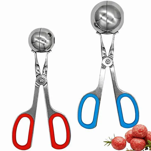 Main image of Meatball Maker Tool,2 Pack Stainless Steel Meatball Scoop with Anti-Slip Handles Non-Stick Food Scoop for Meatballs,Cake Pops,Cookie Dough,Ice Cream,Fruit and Melon