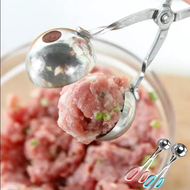 Alt view image 4 of 7 - Meatball Maker Tool,2 Pack Stainless Steel Meatball Scoop with Anti-Slip Handles Non-Stick Food Scoop for Meatballs,Cake Pops,Cookie Dough,Ice Cream,Fruit and Melon