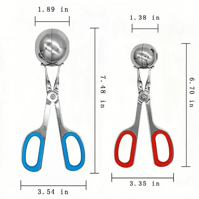 Alt view image 5 of 7 - Meatball Maker Tool,2 Pack Stainless Steel Meatball Scoop with Anti-Slip Handles Non-Stick Food Scoop for Meatballs,Cake Pops,Cookie Dough,Ice Cream,Fruit and Melon