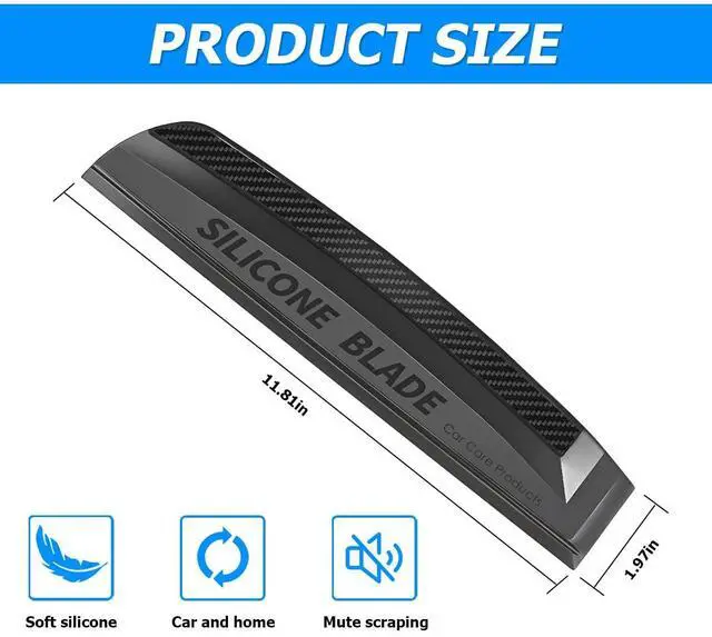Alt view image 2 of 6 - 11.8 Inch Soft Silicone One-Piece Car Window Squeegee
