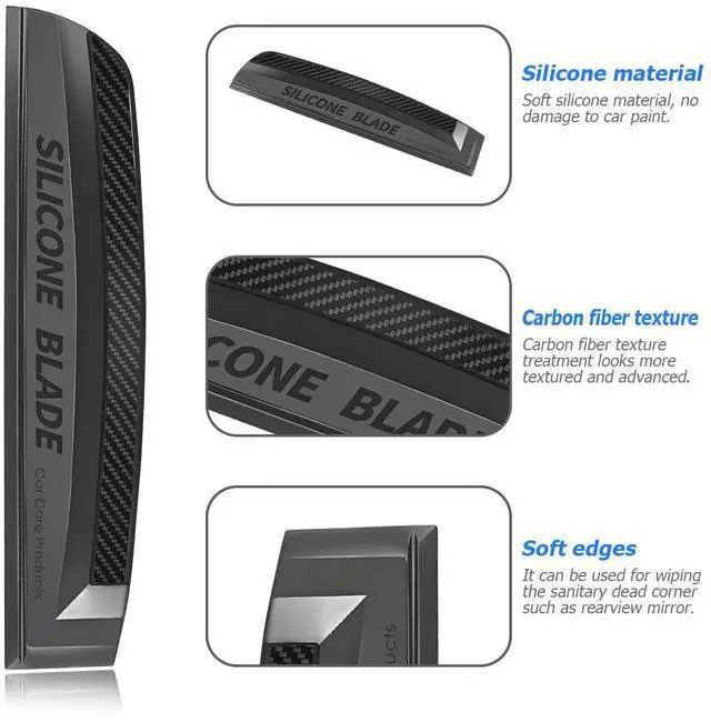 Alt view image 3 of 6 - 11.8 Inch Soft Silicone One-Piece Car Window Squeegee