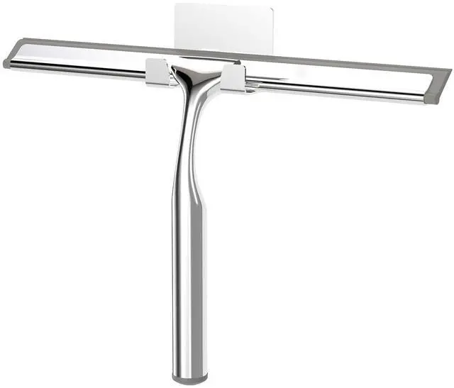 Main image of Shower Squeegee for Glass Doors, Stainless Steel Shower Squeegee for Bathroom, Window and Tiles, All-Purpose Squeegee with Adhesive Hook-10, Chrome