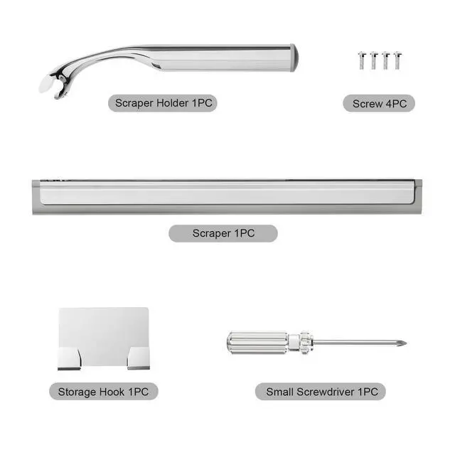 Alt view image 6 of 7 - Shower Squeegee for Glass Doors, Stainless Steel Shower Squeegee for Bathroom, Window and Tiles, All-Purpose Squeegee with Adhesive Hook-10, Chrome