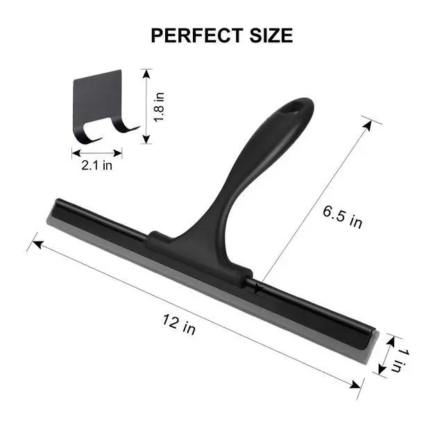 Alt view image 2 of 7 - Shower Squeegee for Glass Doors, 12 Inch, Black