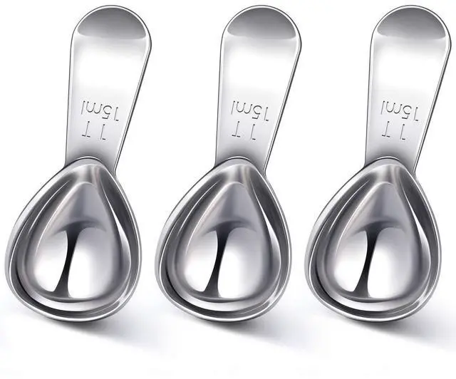 Main image of 3 Pieces Coffee Scoop Tablespoon Measuring Spoons Stainless Steel Coffee Scoops Short Handle Tablespoon for Tea Sugar Kitchen Gifts(15 ml,Silver)
