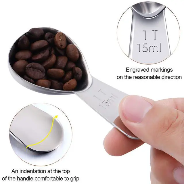 Alt view image 3 of 6 - 3 Pieces Coffee Scoop Tablespoon Measuring Spoons Stainless Steel Coffee Scoops Short Handle Tablespoon for Tea Sugar Kitchen Gifts(15 ml,Silver)