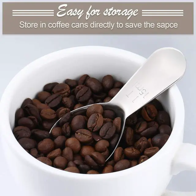 Alt view image 4 of 6 - 3 Pieces Coffee Scoop Tablespoon Measuring Spoons Stainless Steel Coffee Scoops Short Handle Tablespoon for Tea Sugar Kitchen Gifts(15 ml,Silver)
