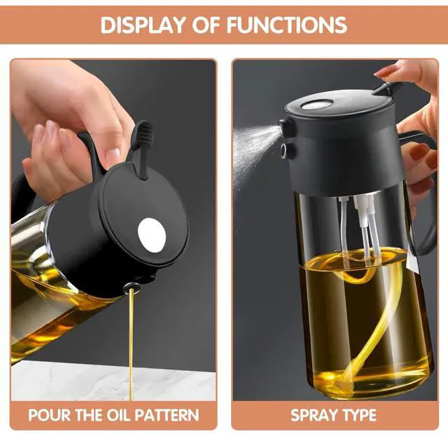 Alt view image 3 of 7 - Glass Oil Dispenser - Versatile Oil Sprayer for Cooking, BBQ, Salad, and More, 500ml (17oz)
