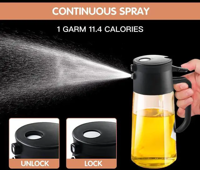 Alt view image 2 of 7 - Glass Oil Dispenser - Versatile Oil Sprayer for Cooking, BBQ, Salad, and More, 500ml (17oz)