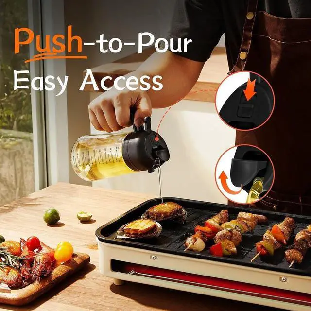 Alt view image 2 of 6 - Glass 2-in-1 Oil Dispenser and Sprayer Bottle - 470ml Capacity for Olive Oil, Vinegar, and Liquid Seasonings