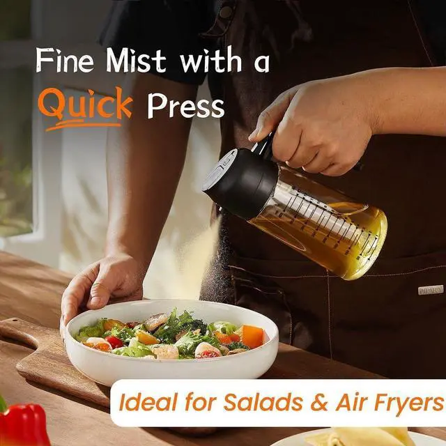 Alt view image 4 of 6 - Glass 2-in-1 Oil Dispenser and Sprayer Bottle - 470ml Capacity for Olive Oil, Vinegar, and Liquid Seasonings