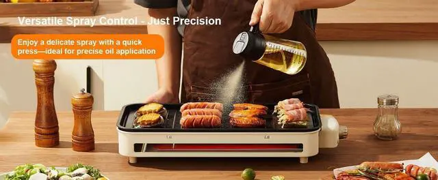 Alt view image 6 of 6 - Glass 2-in-1 Oil Dispenser and Sprayer Bottle - 470ml Capacity for Olive Oil, Vinegar, and Liquid Seasonings