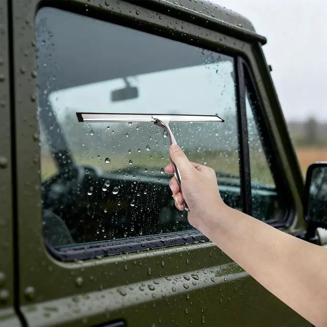 Alt view image 6 of 7 - Squeegee for Shower Glass, 10-Inch Shower Squeegee for Glass Doors, All-Purpose Stainless Steel and TPR Rubber for Streak-Free Cleaning on Glass Shower Doors, Mirrors, Windows, Tile and Car Glass
