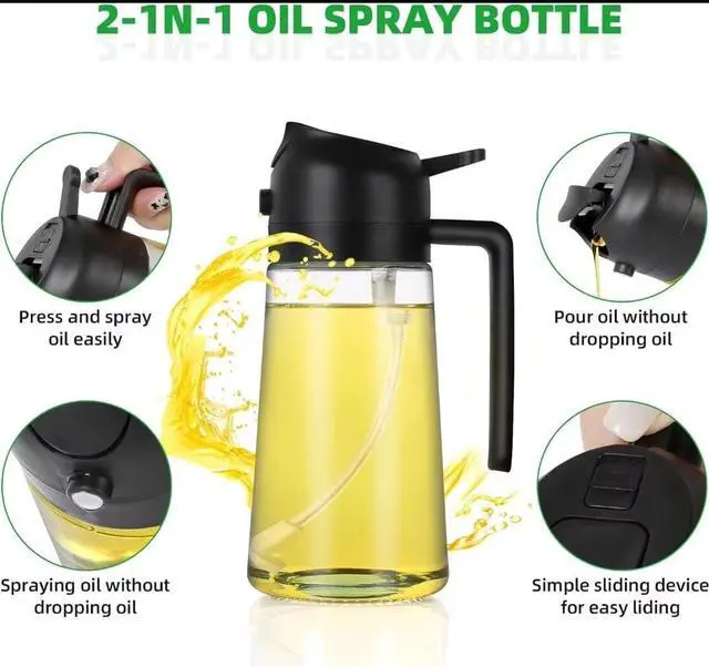 Alt view image 2 of 6 - Olive Oil Sprayer for Air Fryer, 16oz Glass Oil Dispenser for Cooking, FoodGrade Mist Bottle for Salad, Frying & BBQ