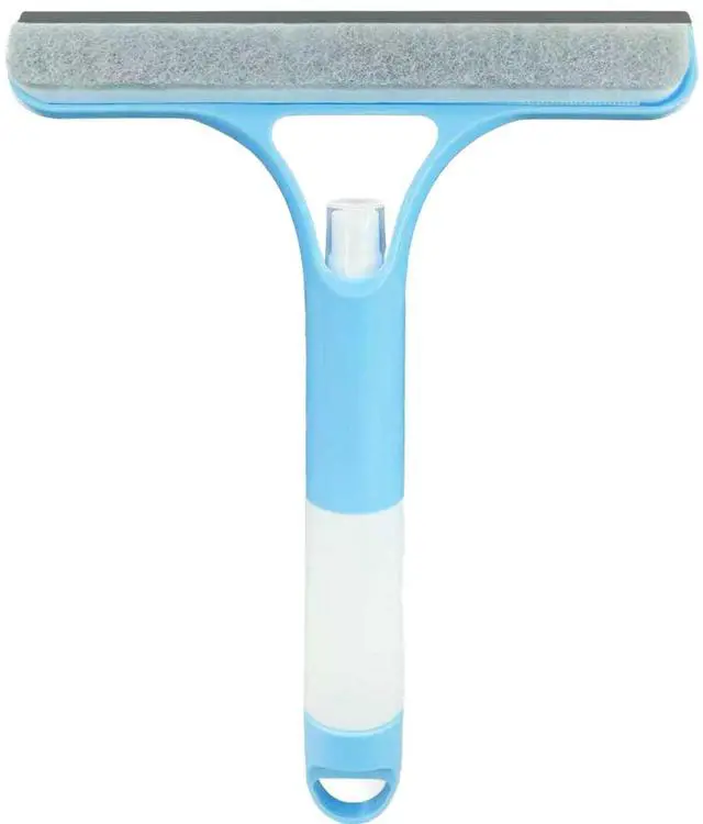 Main image of 3 in 1 Window Cleaning Scraper,All-Purpose Spray Window Squeegee Cleaner Tool,for Glass Doors for Windows Glass, Mirrors Scraper, Brush (Blue)